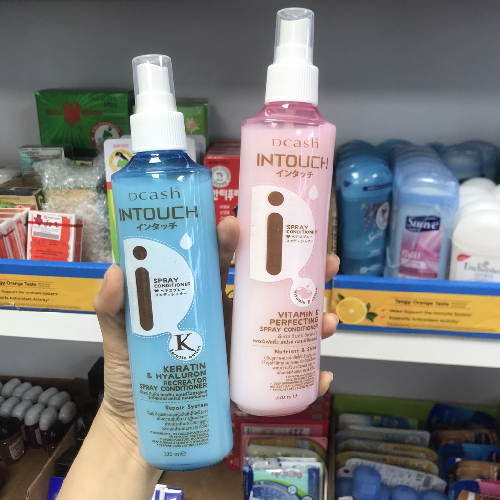 Chai xịt tóc - xịt dưỡng tóc DCASH INTOUCH Keratin Hyaluron / Vitamin E Perfecting (220ml)