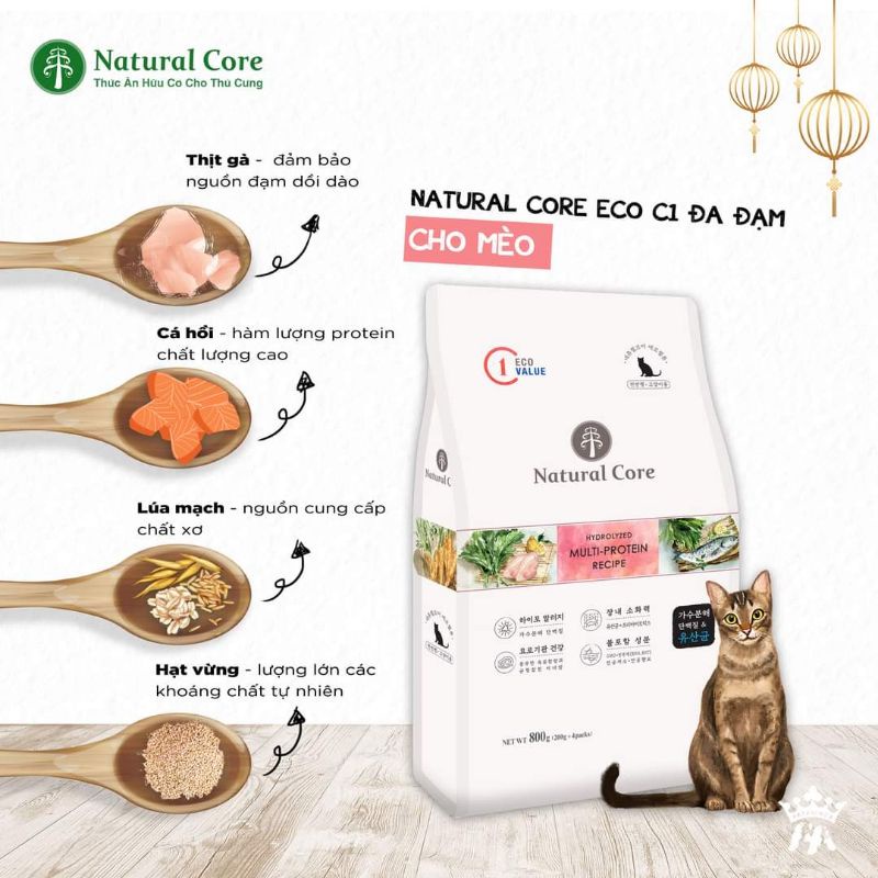 Hạt Hữu Cơ NATURAL CORE ECO C1 Đa Đạm Cho Mèo - [Nông Trại Thú Cưng]
