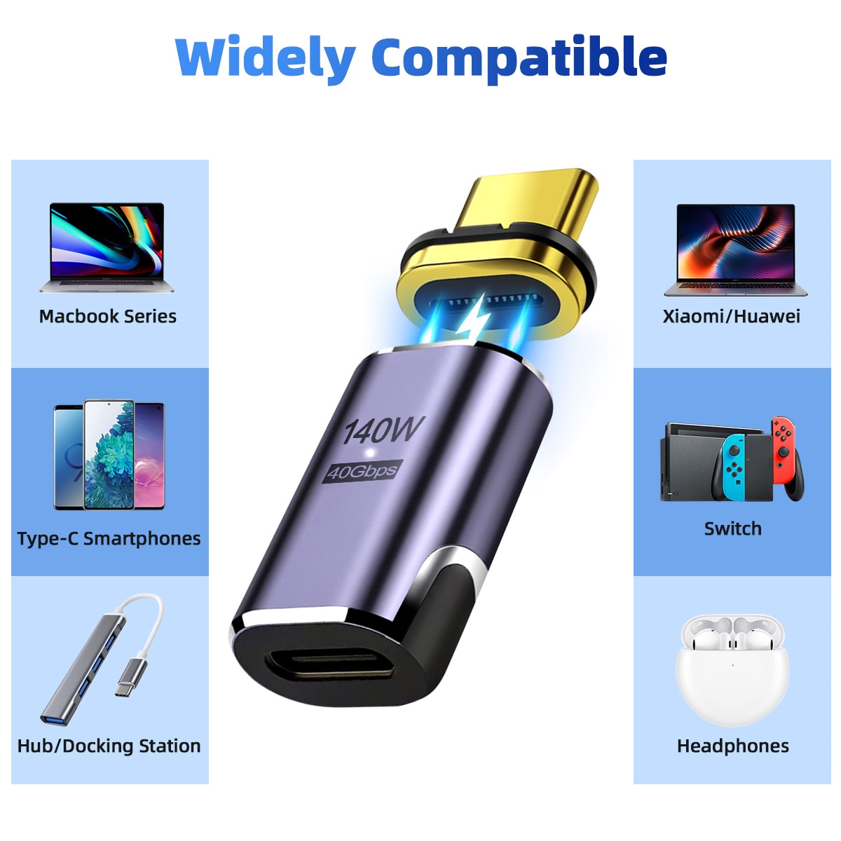 140W USB4.0 40Gbps Thunderbolt3 Magnetic Type-C OTG USB C To USB-C Fast Charge Magnet Converter Cable 8K@60Hz USB Type C Adapter. 