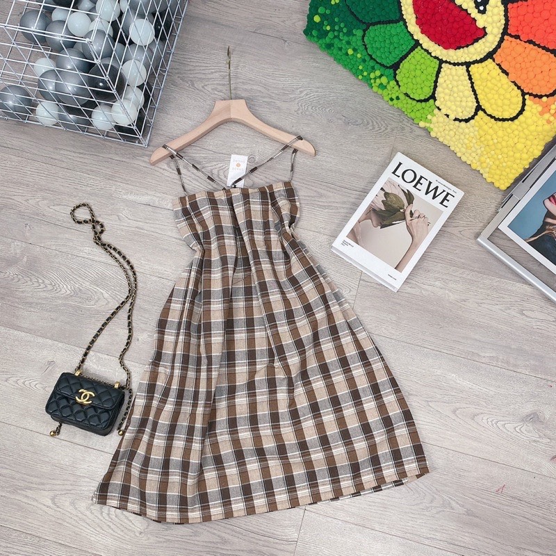 [FREESHIP + HOÀN TIỀN 50K] Đầm 2 Dây Caro Babydoll Kẻ Caro 🦋 Váy Nữ Xòe Dáng Lỡ Hở Lưng 🦋