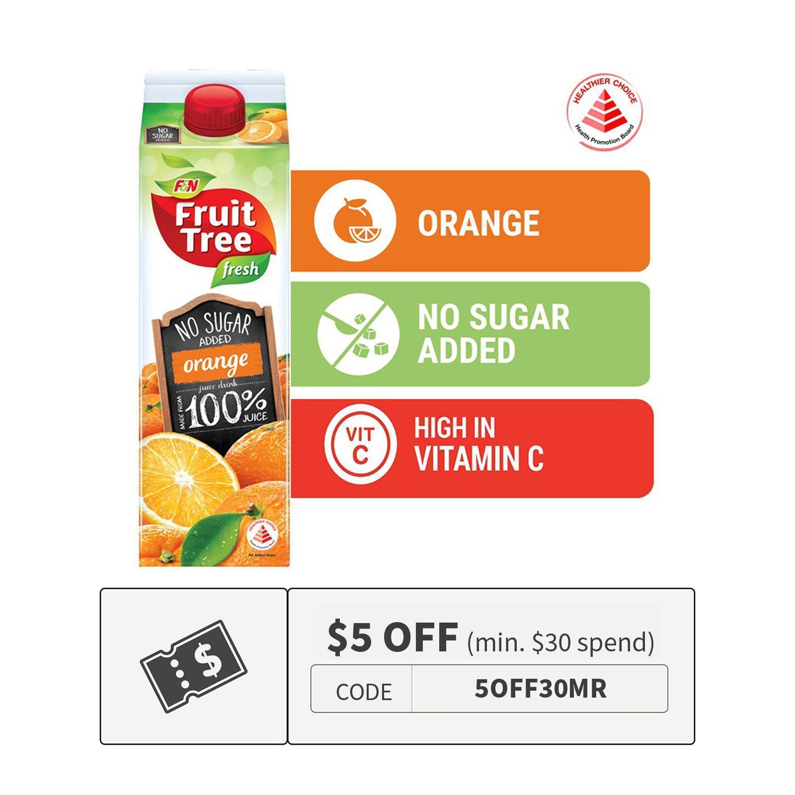 F&N Fruit Tree Fresh Orange Juice No Sugar Added 946ML Lazada