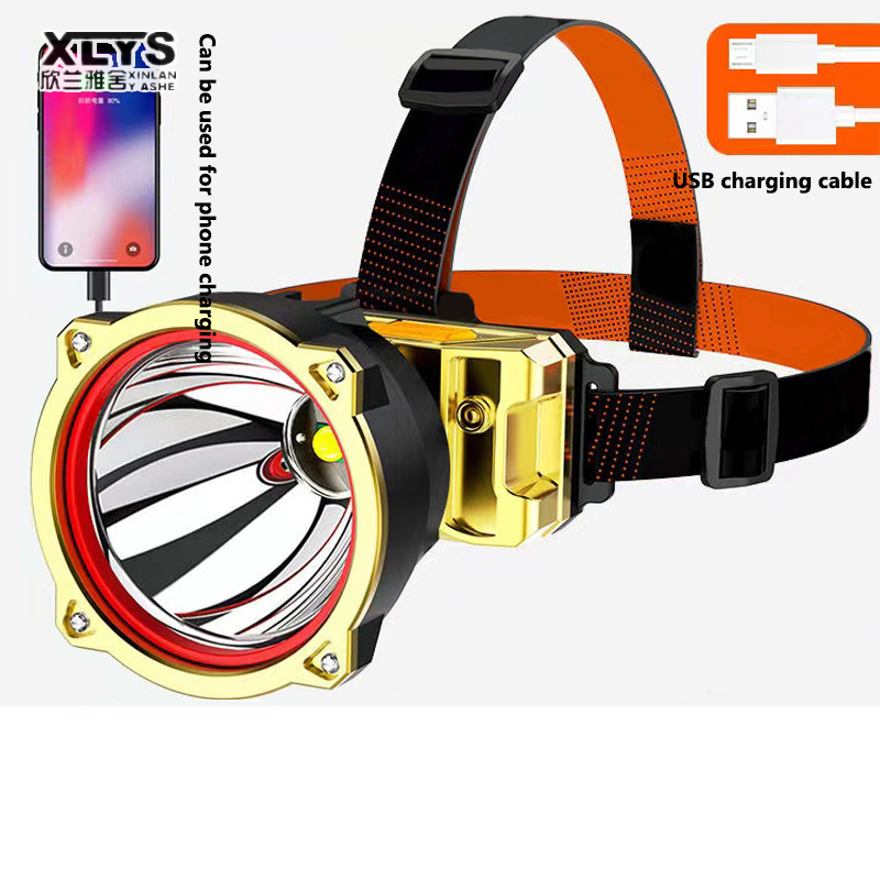 LED headlamp Strong light super bright head-mounted outdoor night fishing light multi-function rechargeable miner's lamp flashlight
