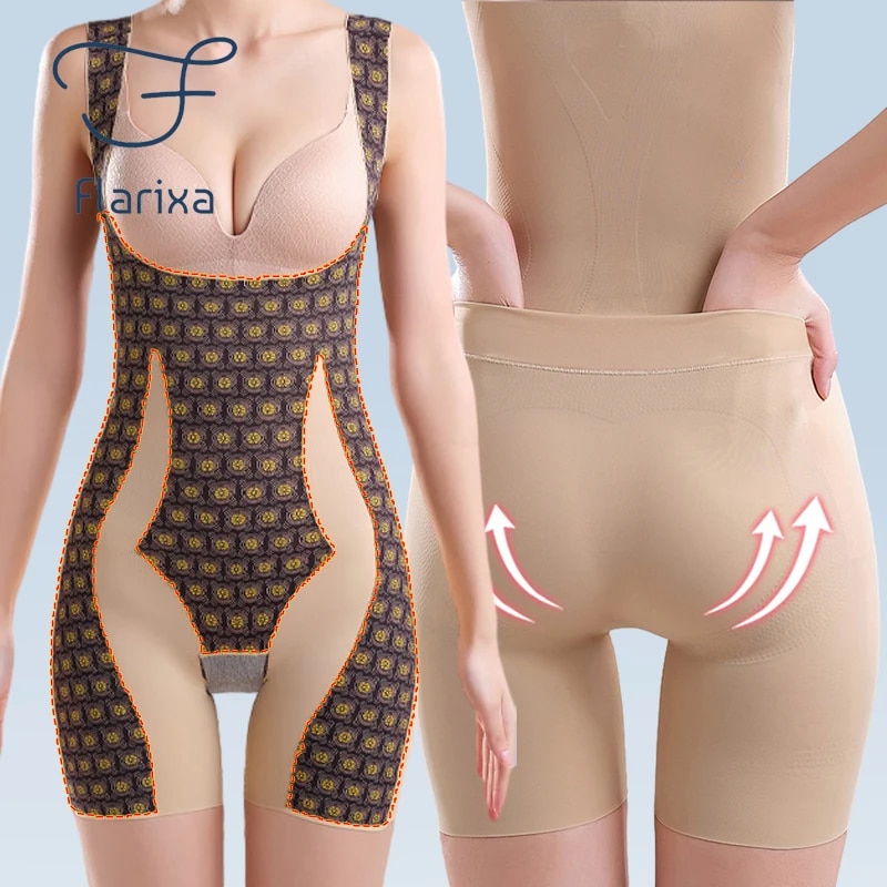 Flarixa Plus Size Bodysuit Shapewear Women Tummy Control Underwear
