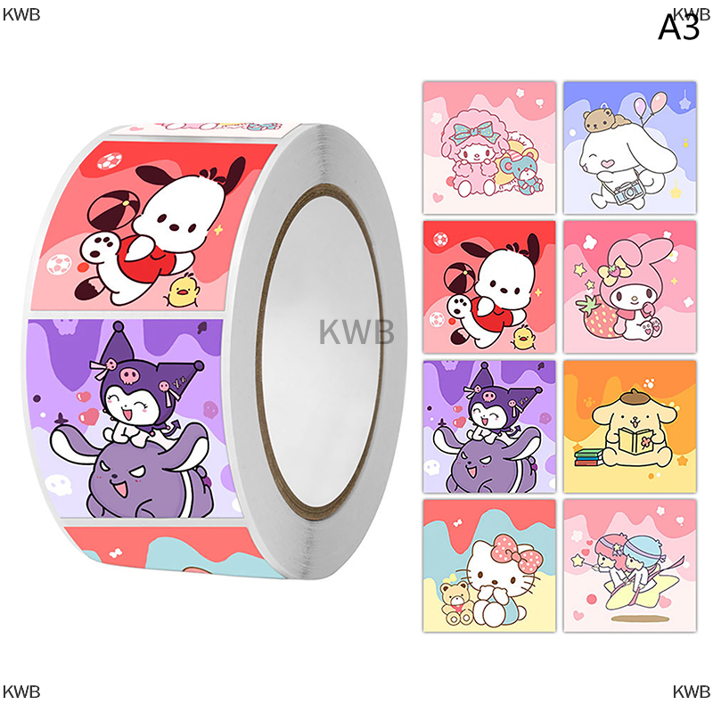 KWB 500 cái cuộn dán trang trí dán tài khoản tay niêm phong Băng biểu hiện phim hoạt hình dễ thương