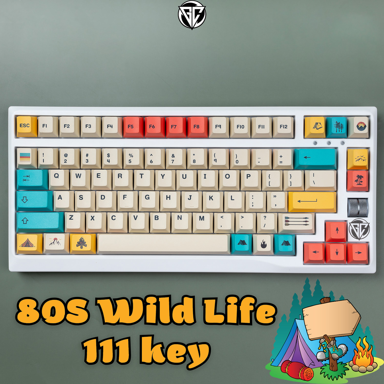 Keycap 80s Wild Life 111 nút bàn phím cơ Thick PBT Cherry Profile