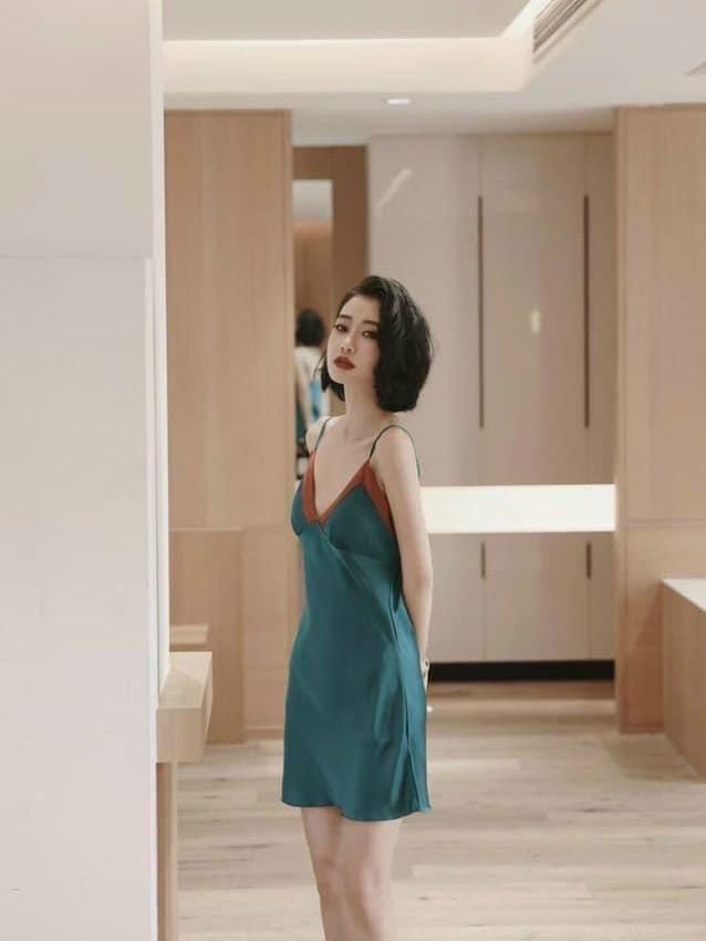 [MIỄN SHIP] Đầm ngủ lụa cao cấp, đầm 2 dây lụa có đệm ngực sẵn