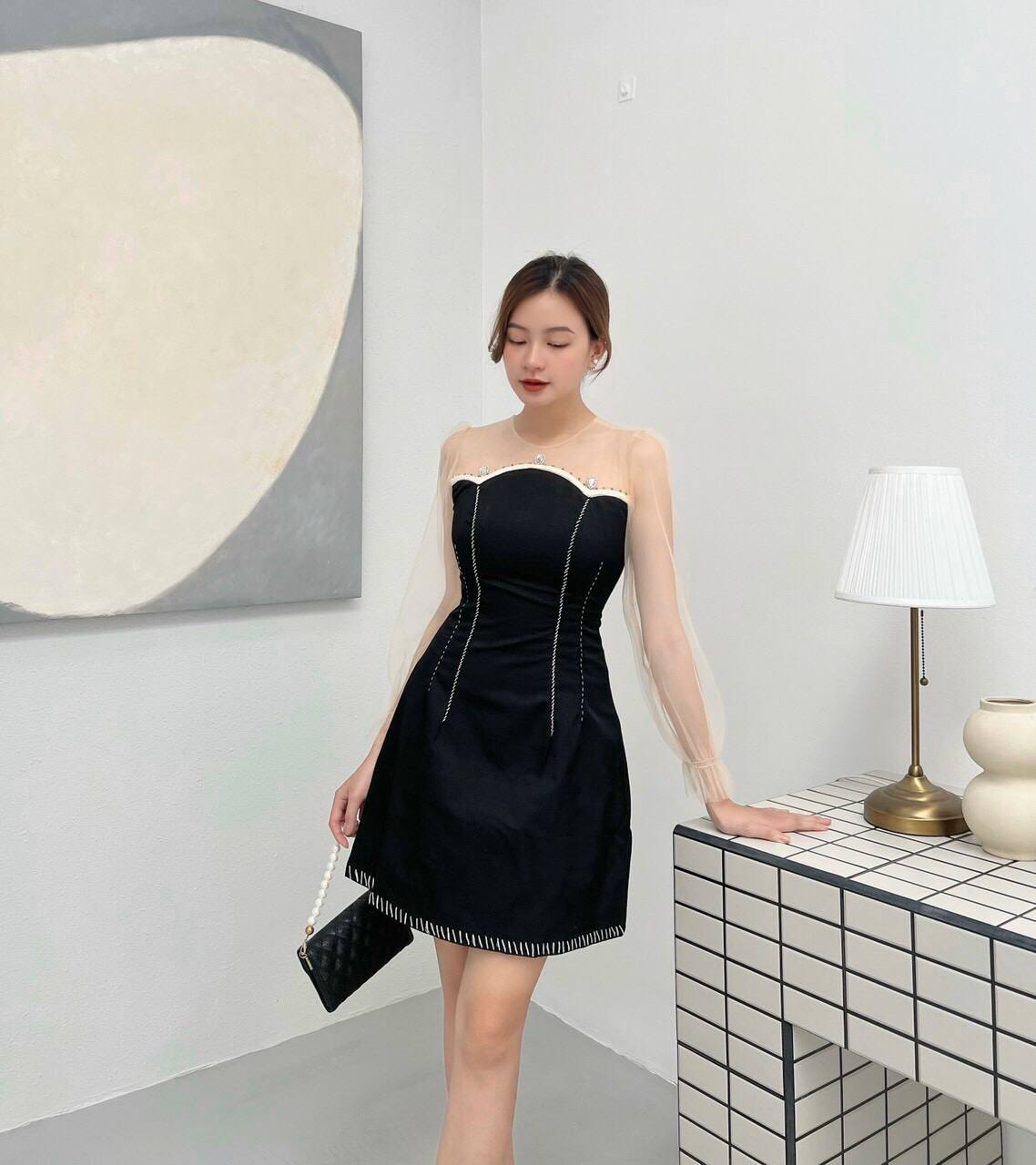 LIKEHER - ĐẦM XÒE TK937 PHỐI LƯỚI