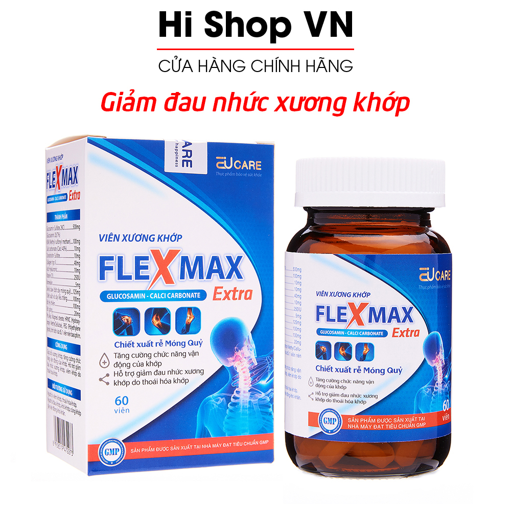 Viên Xương Khớp Glucosamine Flexmax giảm đau mỏi xương khớp, tăng chất nhờn dịch khớp, ngừa thoái hóa khớp - Chai 60 viên