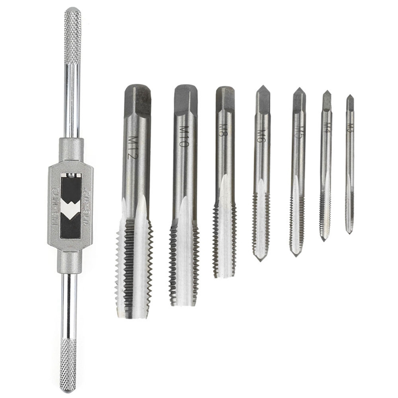 Eyr mall-8 in 1 tap tool set thread metric machine hand screw thread plug taps set