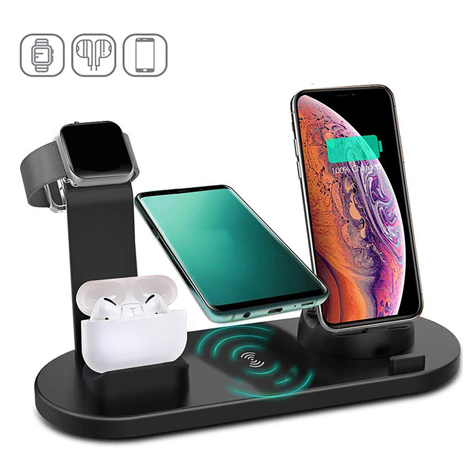 Charging Base Bracket Detachable Portable Stand for Charging Fast Charging 4-in-1 Wireless Charger Station for Iphone 360° Rotation Multi-protection