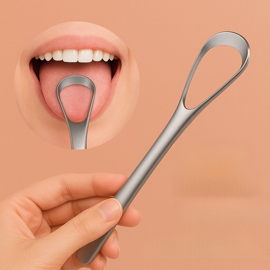 Durable Stainless Steel Tongue Scraper Double-sided Metal Oral Care Hygiene Cleaner Brush Reusable Mouth Cleaning Tool for Adults and Kids Fresher Breath Tongue Cleaner