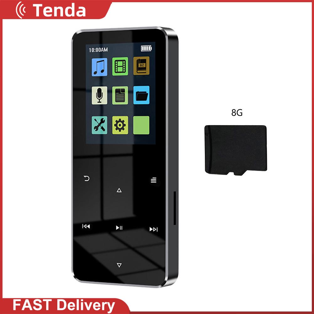 1.8 inch tft mp3 player walkman touch screen bluetooth-compatible 5.0 music walkman usb 2.0 3.5mm jack fm radio with e-book recording built-in speaker