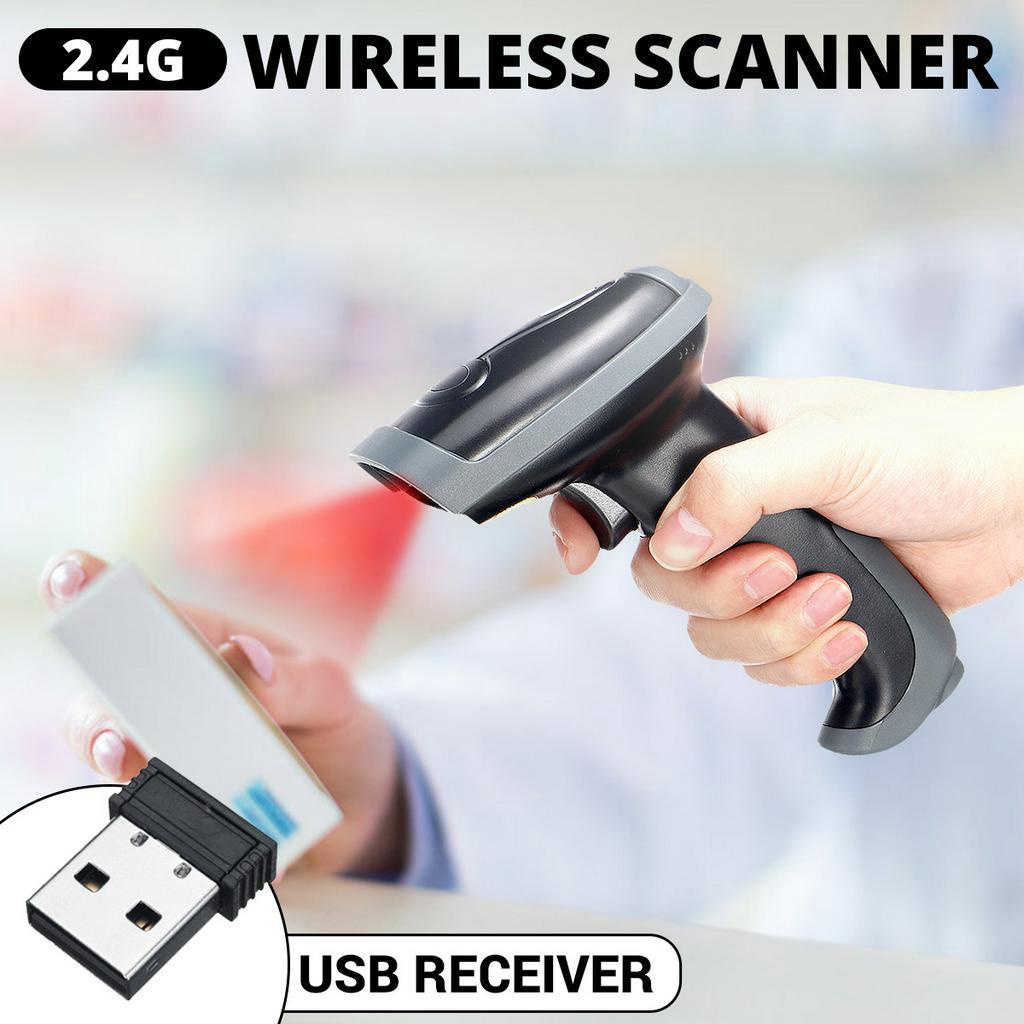 DC5V 2.4G Wireless Wired Barcode Scanner Handheld Scanning Bar Code Reader 80-150 Meters Wireless Transfer Distance 2 in 1