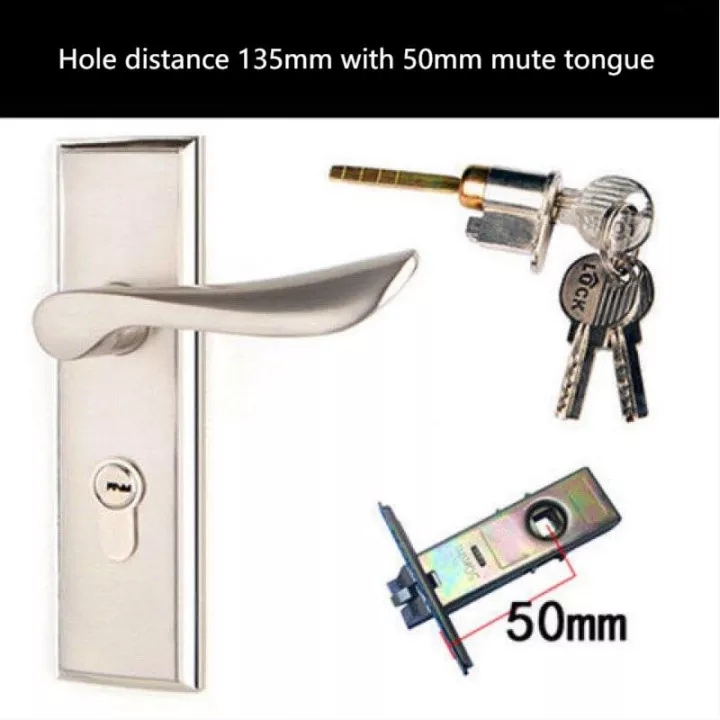 Aluminium Alloy Mute Door Locked Interior Door Handle Locks Set Lock