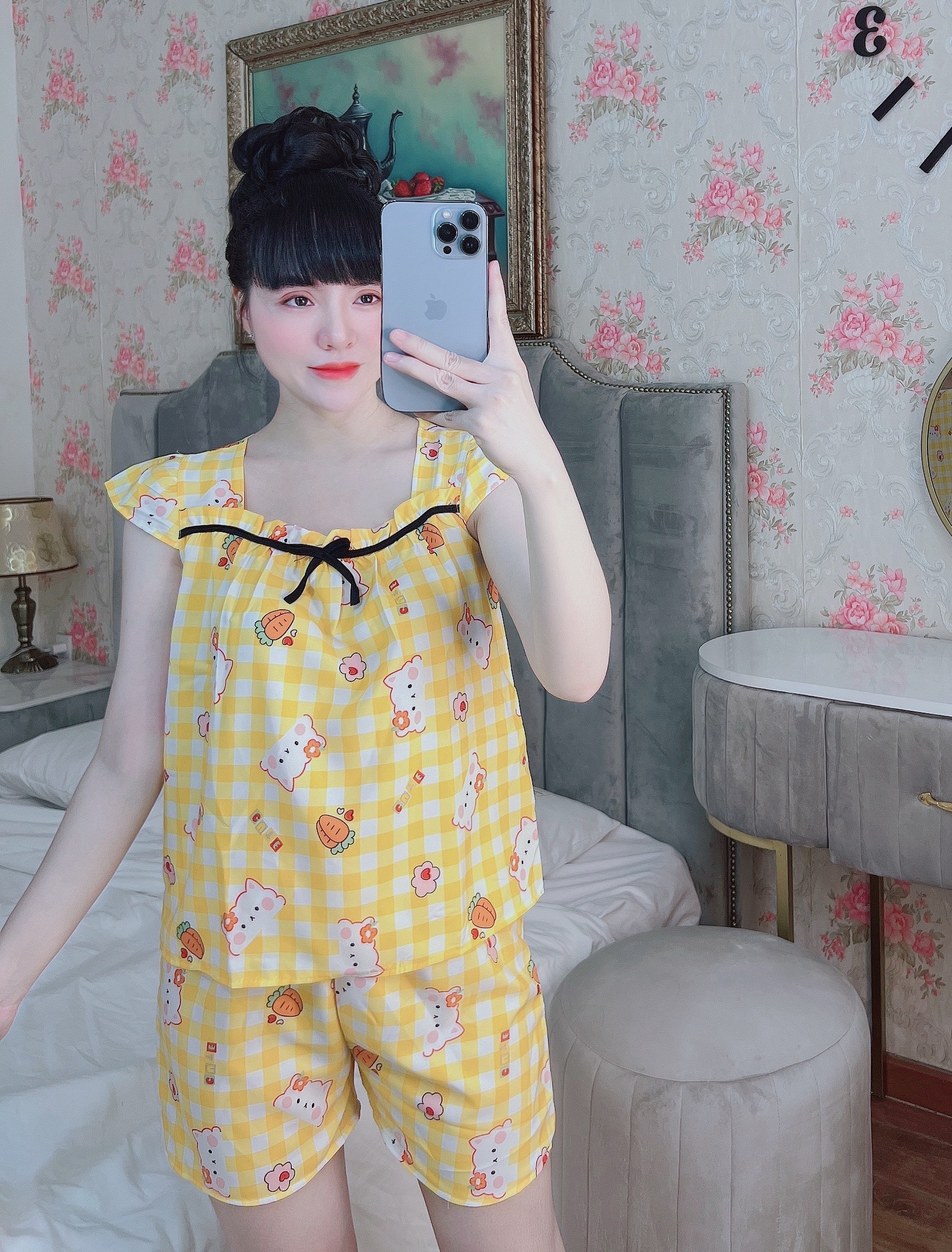 Set Đồ Ngắn Lụa Hàn 100D Siêu Mềm Mại, Freesize dưới 58kg