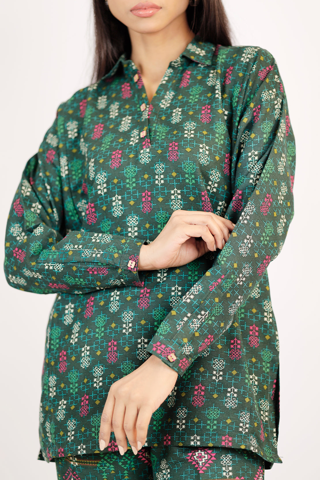 Saya - Printed Khaddar Stitched 2Piece (Shirt/Trouser). 