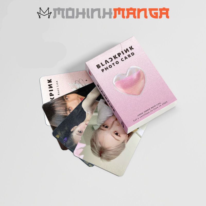 Lomo card bo góc BP hologram hộp 50 thẻ in 2 mặt Lisa Jennie Jisoo Rose có hiệu ứng lấp lánh mẫu mới