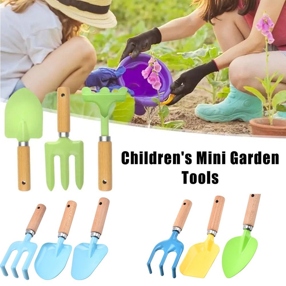 / 3PCS Cartoon Little Gardener Kids Gardening Tools Set Sturdy Wooden ...