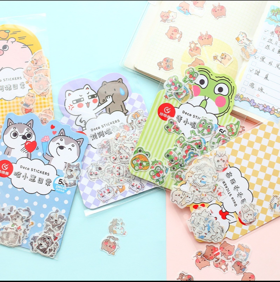 Sticker gói 50 hình con vật dễ thương