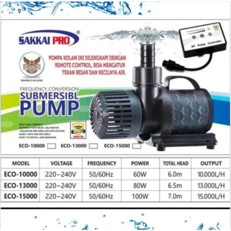 Pompa kolam SUBMERSIBLE SAKKAI PRO ECO 10000