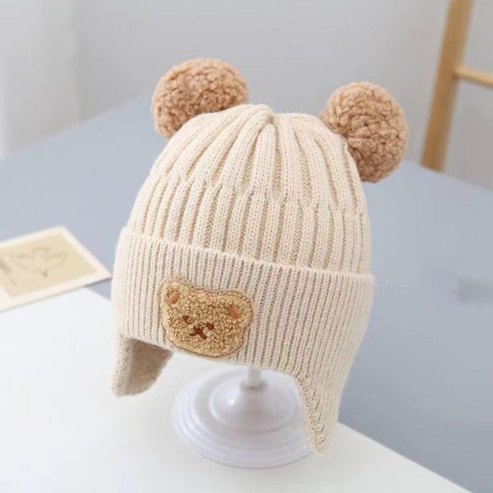 R16 baby shop gấu hoạt hình mũ beanie cho bé ấm áp mùa đông mềm mũ đan móc hàn quốc bảo vệ tai mũ dệt kim trẻ em trẻ mới biết đi bé trai bé gái