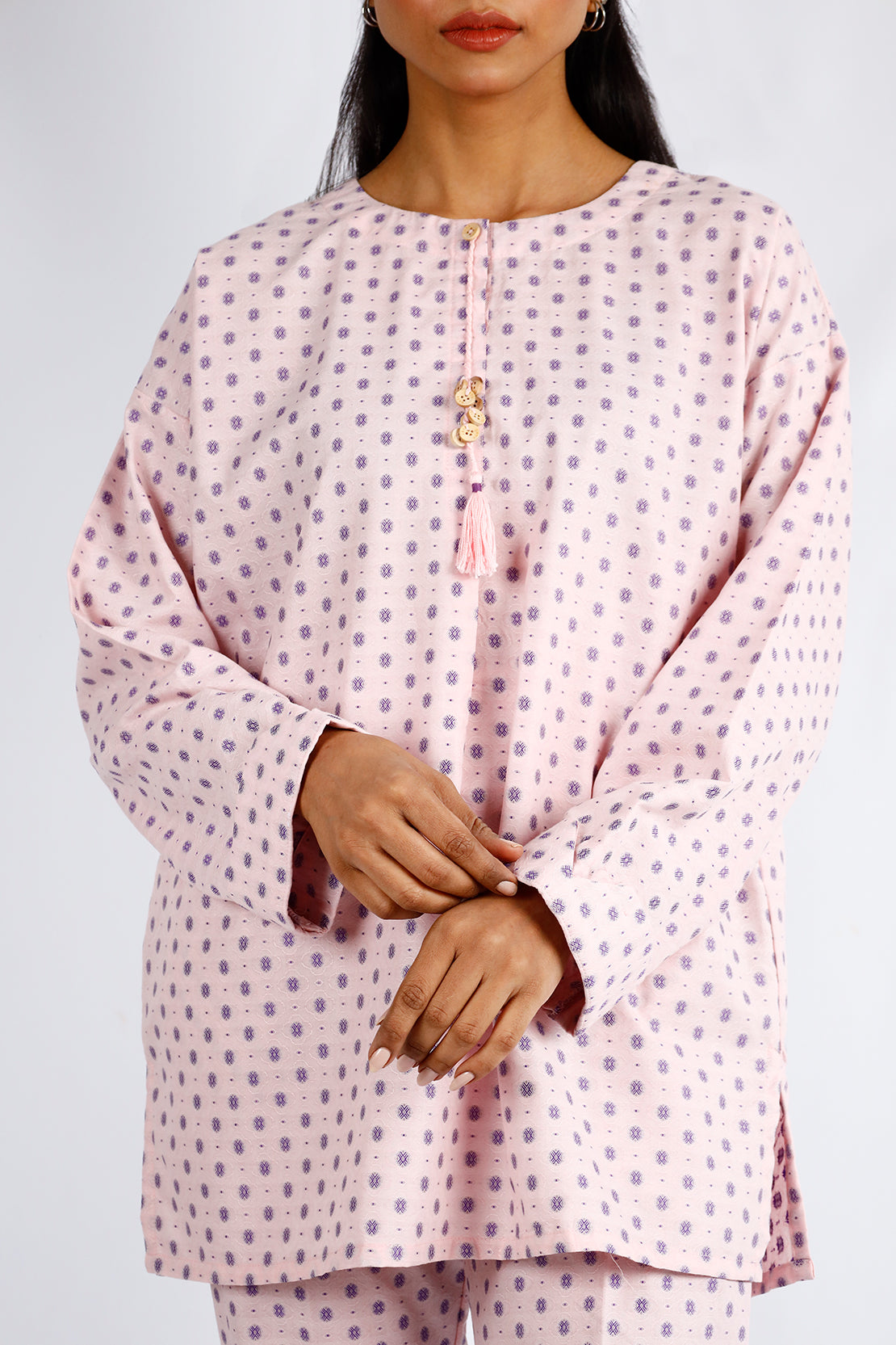 Saya - Cotton Jacquard Stitched 2 Piece (Shirt/Trouser). 