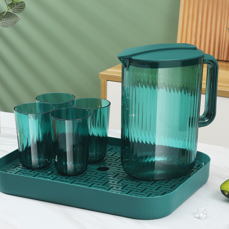 cold water kettle, cup tray combination, plastic tea pot, fruit tea, transparent cold water kettle, drinking water utensils set