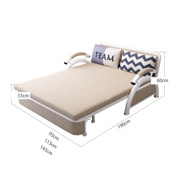 Telescopic sofa bed folding sofa bed with 2 pillows portable size 1m28x1m95