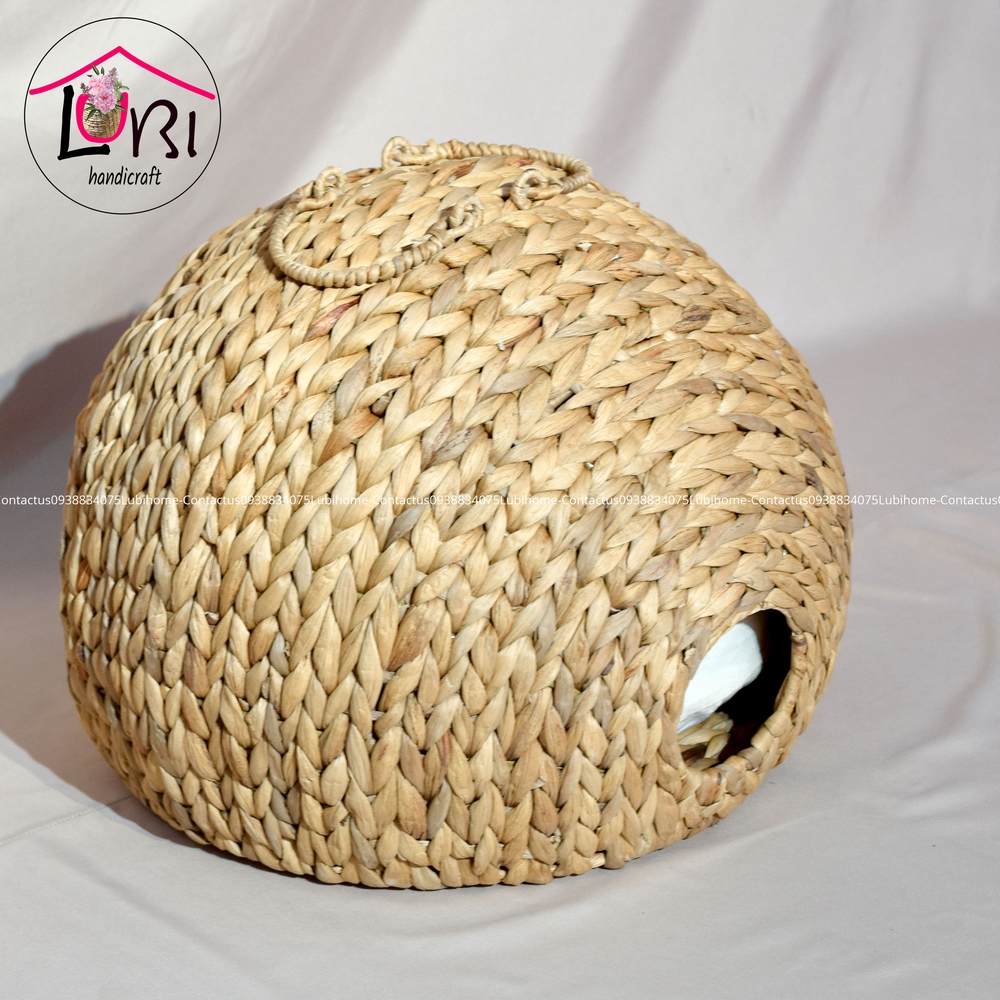 [Lubi Home] - Nhà chó mèo lục bình - mộc mạc, sang trọng (kèm nệm lót)