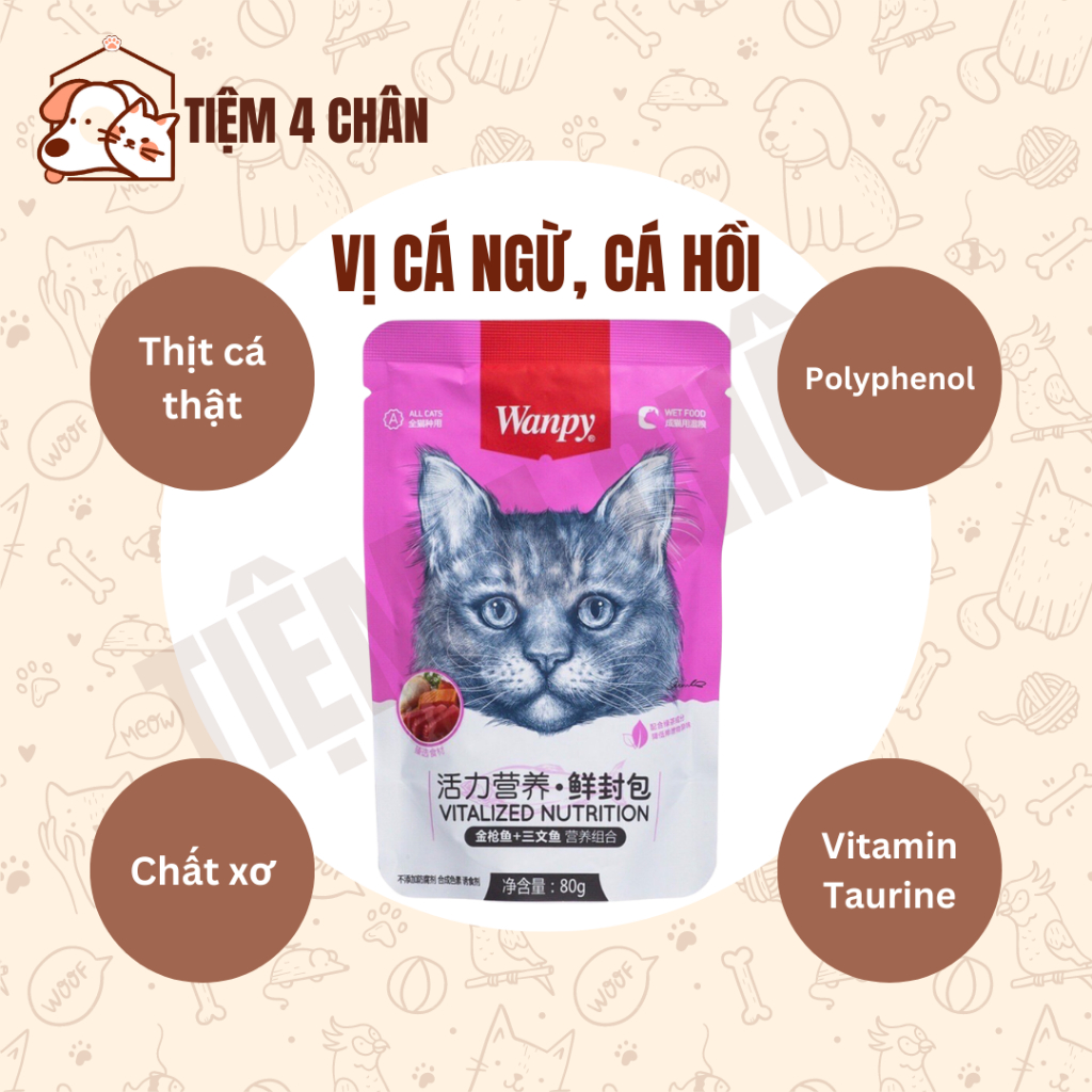 (Freeship) Combo 10 gói pate thức ăn ướt cho mèo Wanpy đủ vị