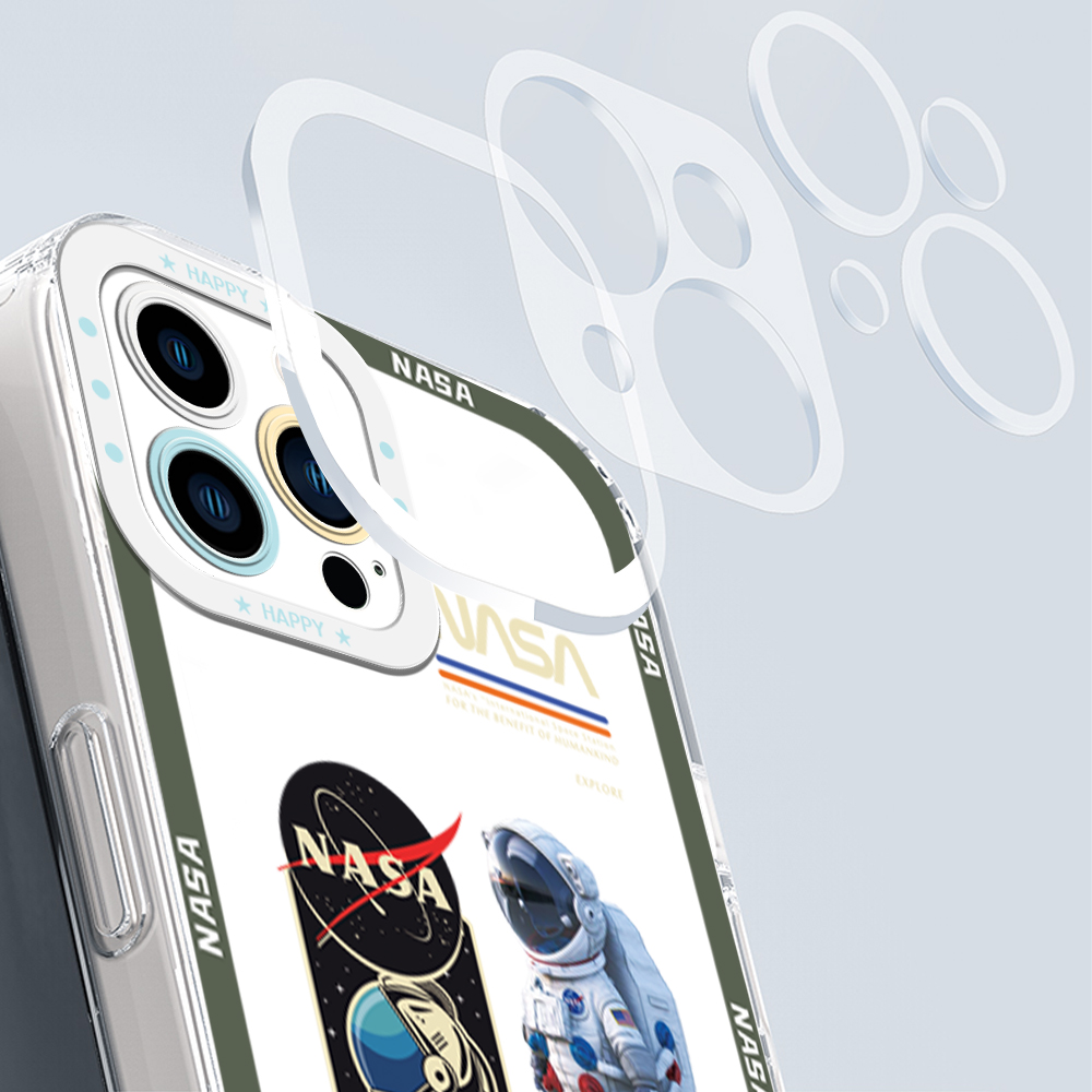UCUC for Samsung A06 Back Cover Astronaut Label Transparent Crystal TPU Soft Case Full Lens Protection Ultra Thin Drop Resistant Phone Case. 