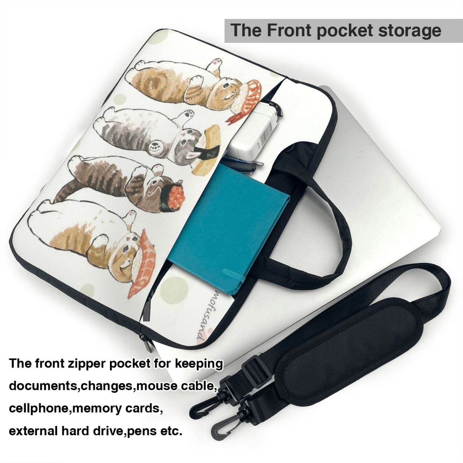 15.6-Inch Laptop Shoulder Sleeve Bag – Neoprene, Water-Resistant, Front Pocket – Fits Most 15-15.6 Inch Laptops