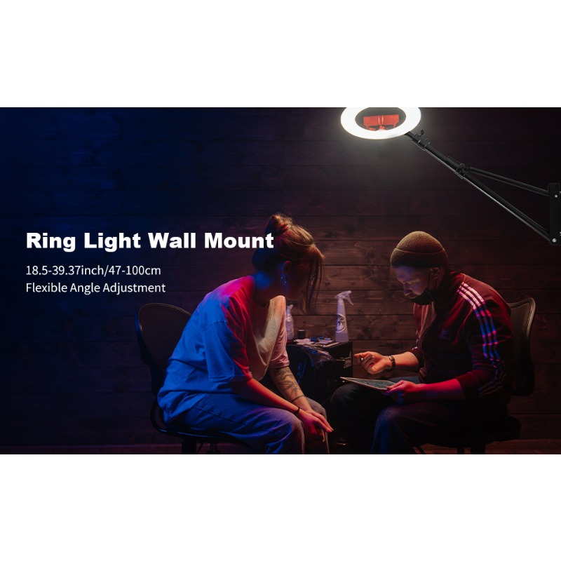 Wall Mount Triangle Boom Arm 39.37inch/100cm Ring Light Mount Support 180°Flexible Rotation For Studio Video Light Monolight Photography Reflector | PH - View #12