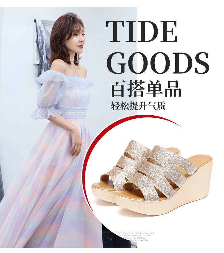 Dép đế xuồng quai ánh kim