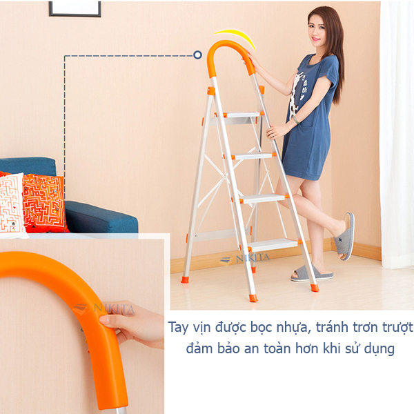 Thang ghế INOX gia đình 4 bậc