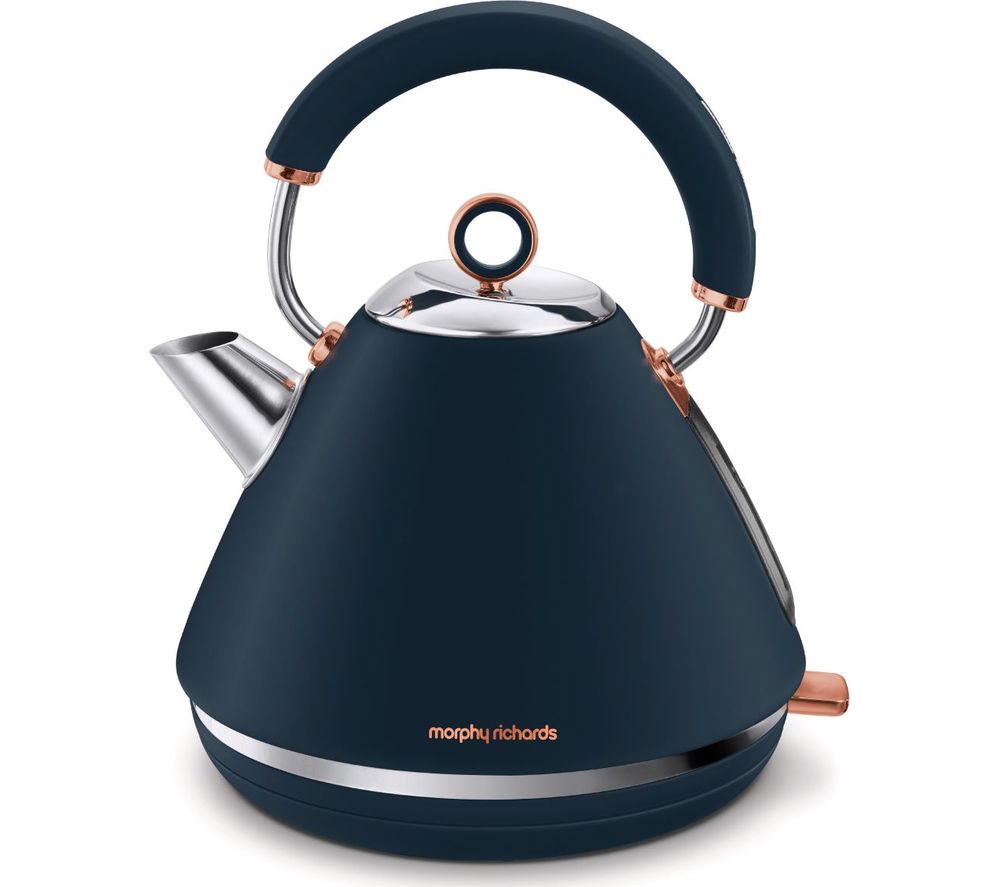 navy and rose gold kettle and toaster