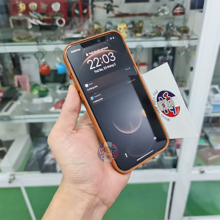 Ốp lưng da Leather Case Magsafe cho IPhone 12 Pro Max / 12 Pro / 12 (Da Bò Thật)