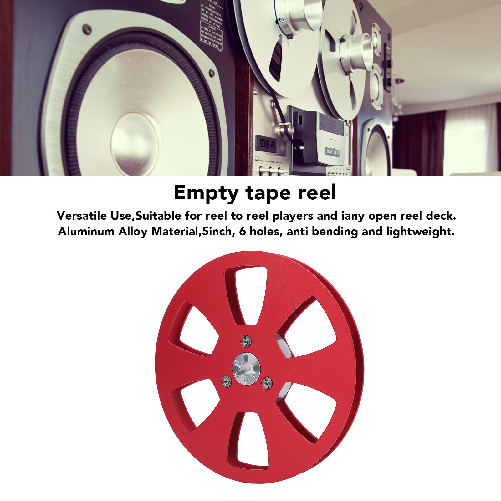 Open Reel Sound Tape Empty Reel – 5” Aluminum Alloy, 6-Hole NAB Flange, 1/4” Tape, For NAGRA, Studer, BASF Recorders