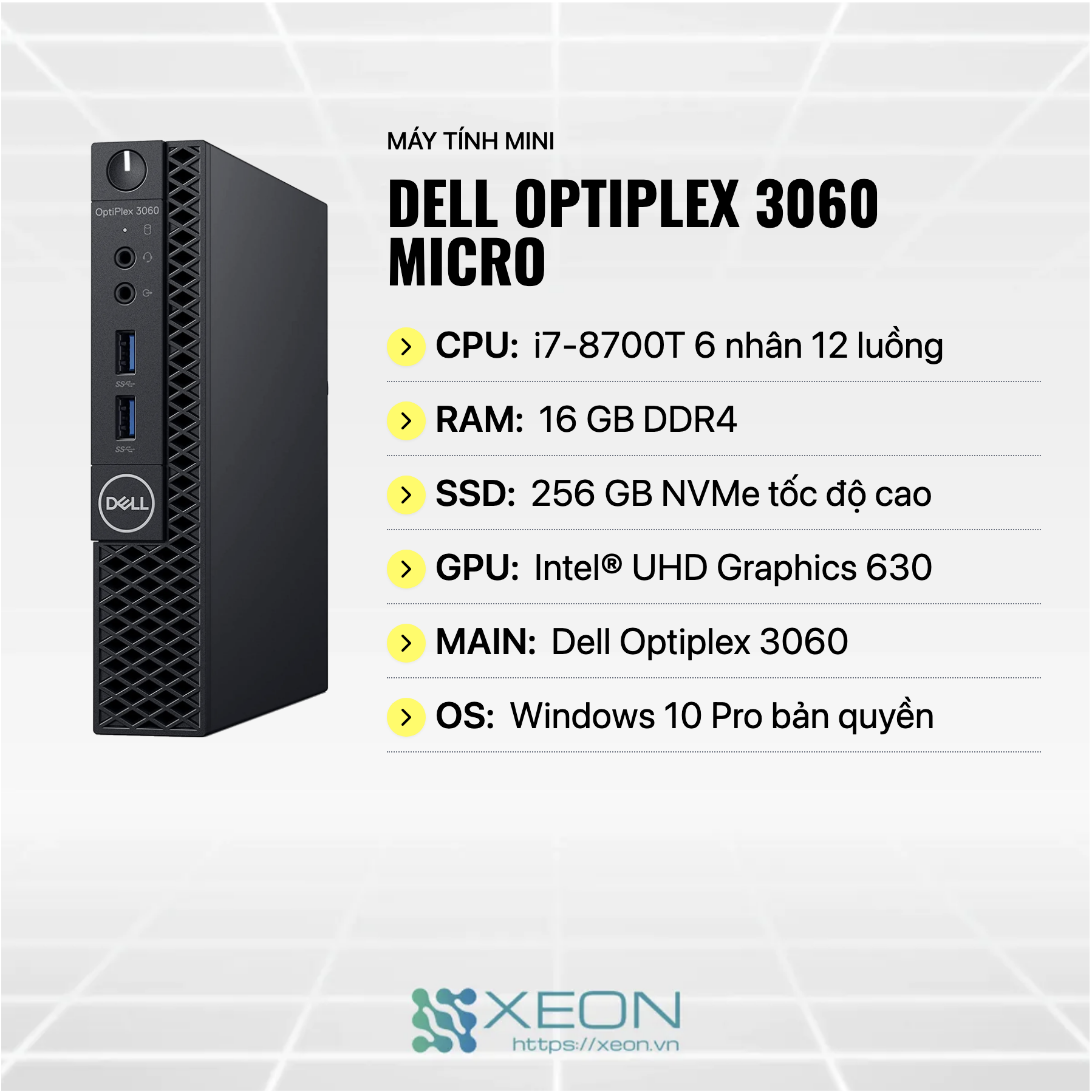 Máy tính mini Dell Optiplex 3060 Micro MFF Core i3, i5, i7 mini PC |  