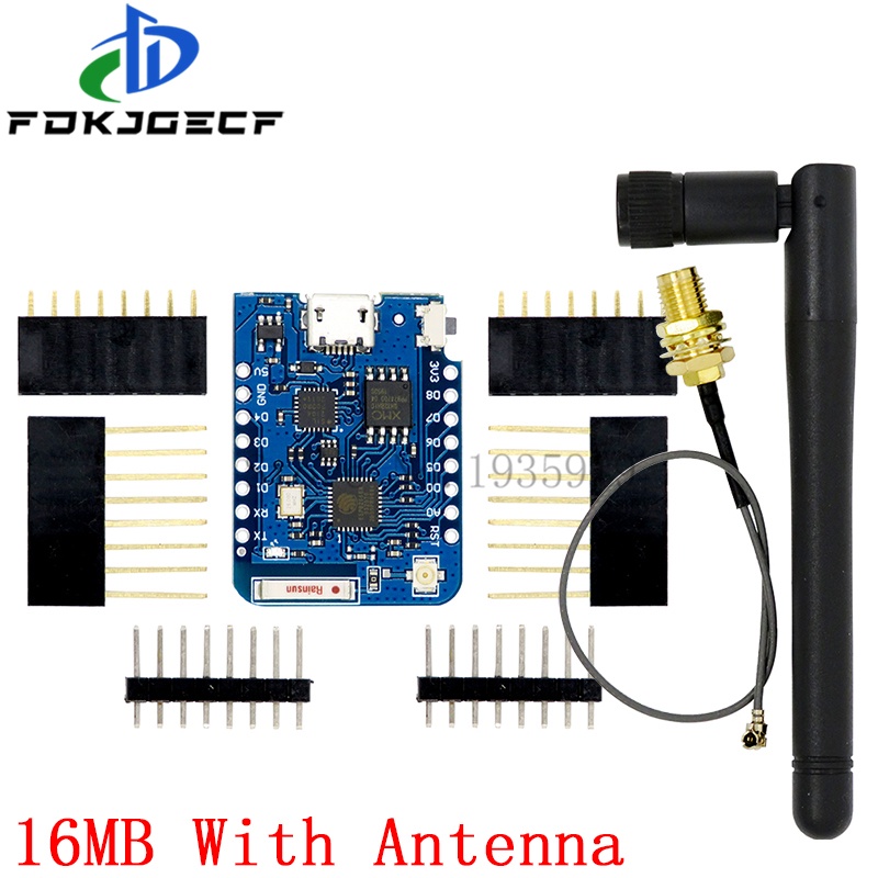 Wemos d1 mini pro 4m 16m bytes external antenna connector nodemcu based esp8266 esp-8266ex cp2104 wifi development board micro