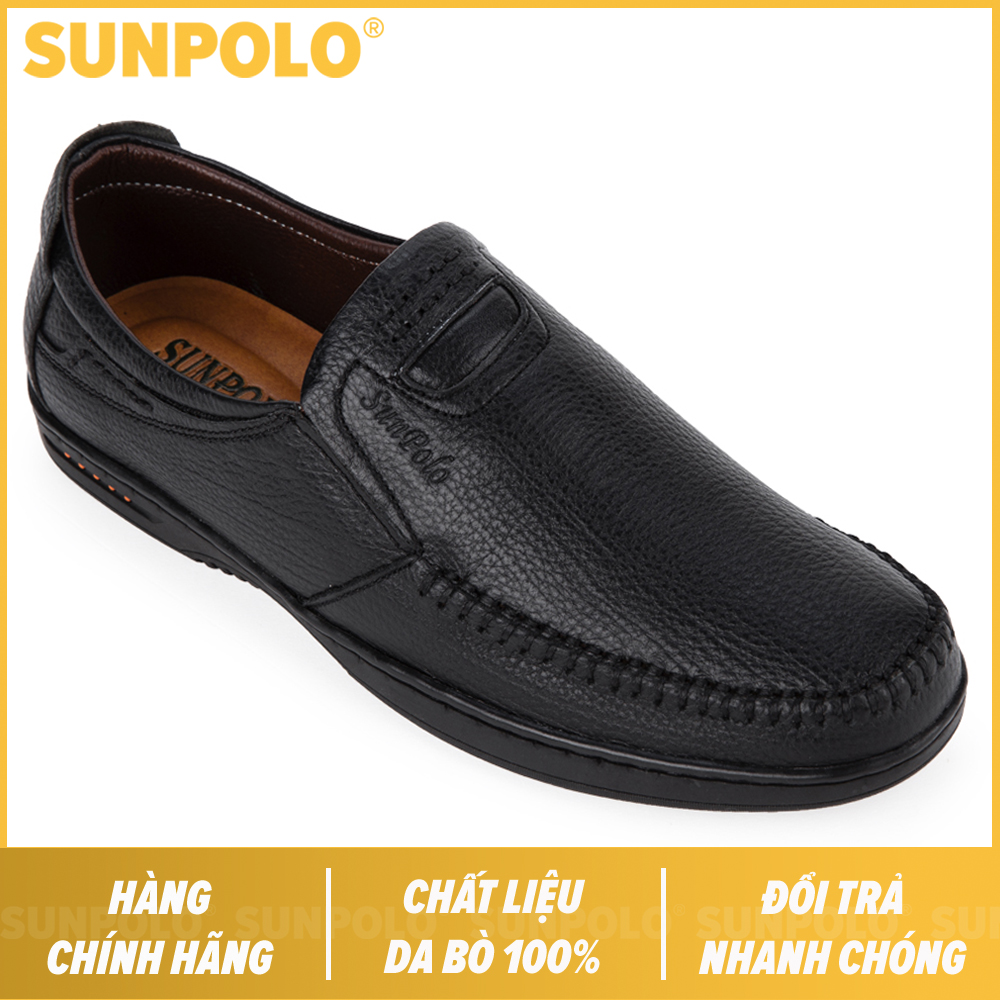 Giày lười nam da bò SUNPOLO SU4010 (Đen, Nâu)