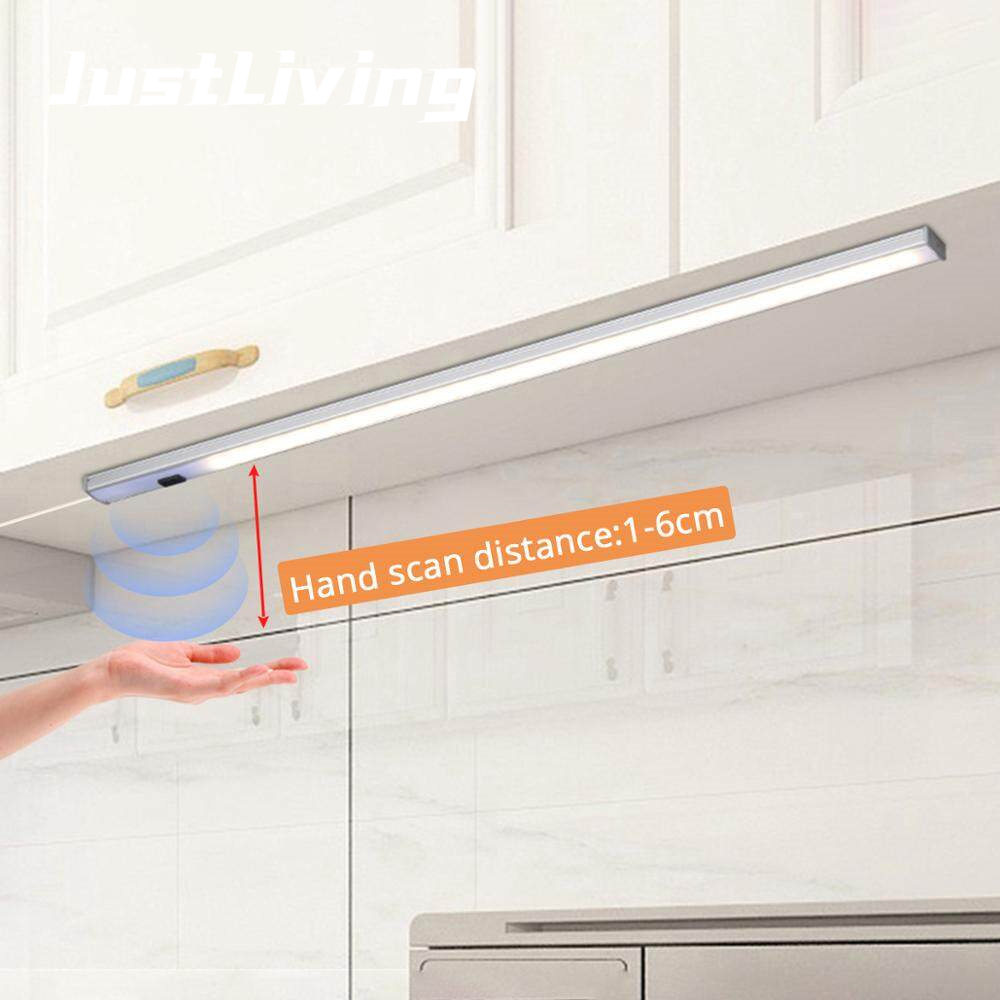 JustLiving Đèn LED Nhà Bếp Thông Minh Chạy Bằng USB 5V Đèn Cảm Biến Quét Tay Đèn Nền Độ Sáng Cao Cho Tủ Quần Áo Ngăn Kéo 30/40/50cm