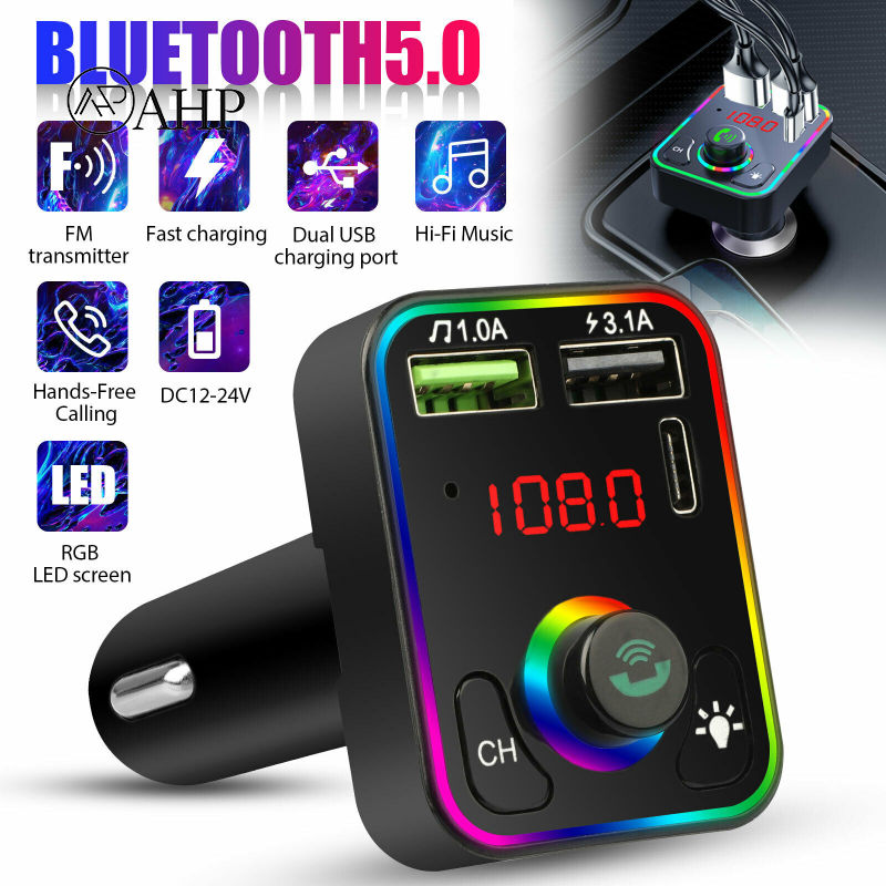 Fansuq📣F3 Bluetooth-compatible Car Fm Transmitter Mp3 Radio U Disk Music Player Wireless Adapter Kit Pd Fast Charger Hands-free Call Receiver