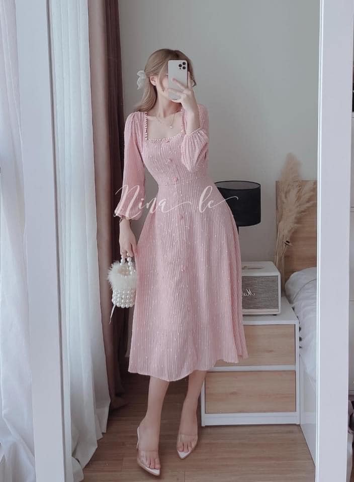ĐẦM BIGSIZE TAY DÀI CỔ CHỮ U (L-2XL)