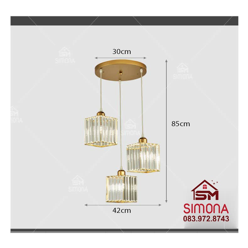 Bộ 03 Đèn Thả Trần Trang Trí Pha Lê SIMONA DT 9575