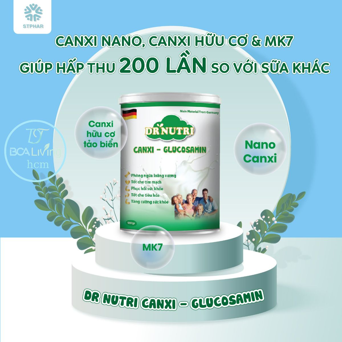 [Freeship 300k+quà 19k] Sữa bột cho cơ xương khớp Dr Nutri Canxi Glucosamin,Organic,bcalivinghcm,dành cho người già loãng xương thiếu canxi,...