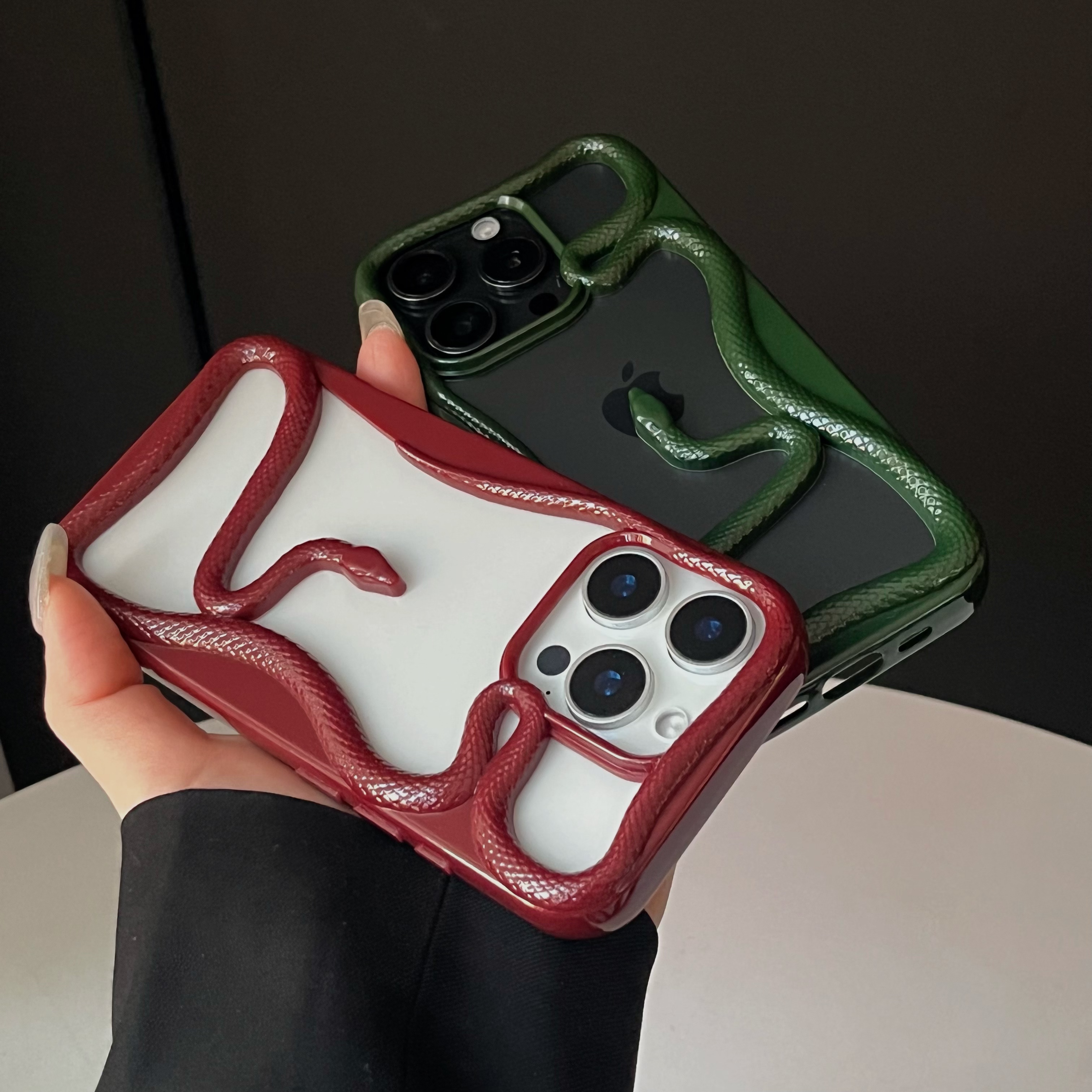 Sroof%20Case%20For%20iPhone%2011%2012%2013%2014%2015%2016%20Pro%20Max%2014%2015%2016%20Plus%20New%20electroplated%20Guangze%20Medusa%20dark%20green%20and%20wine%20red%20hollow%20snake%20Phone%20Case%20Back%20Cover%20-%20Image%208