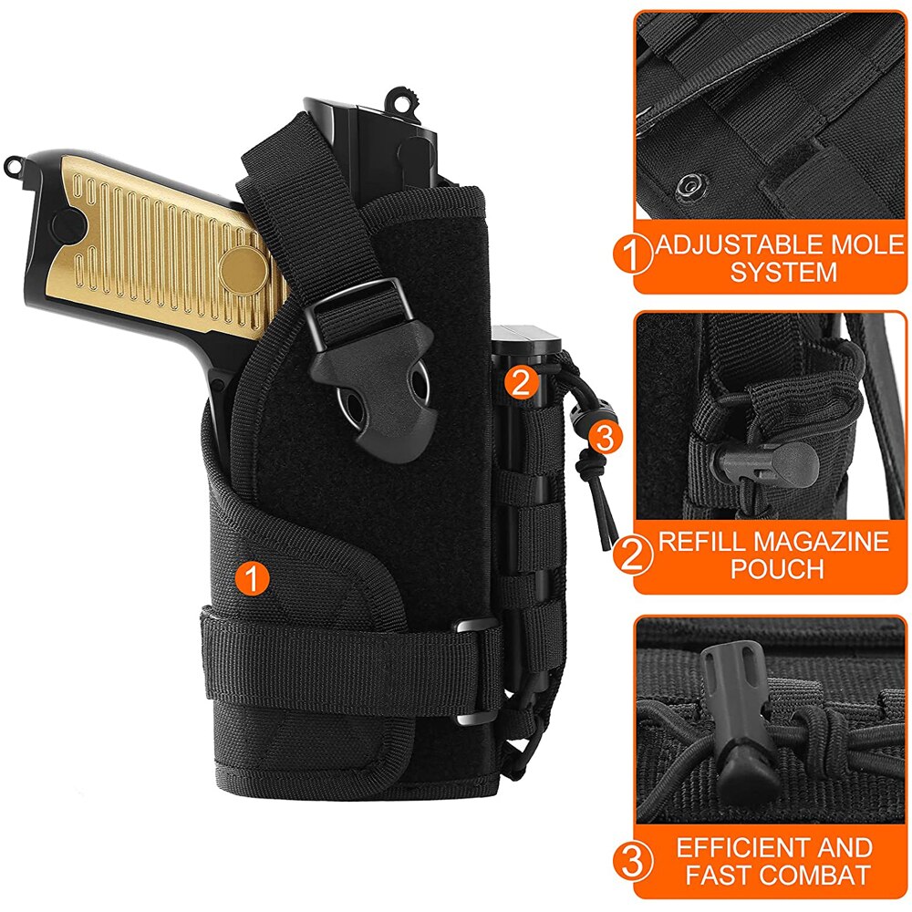 Tactical Holster Pistol Holster Right-Hand Molle Pouch With Mag