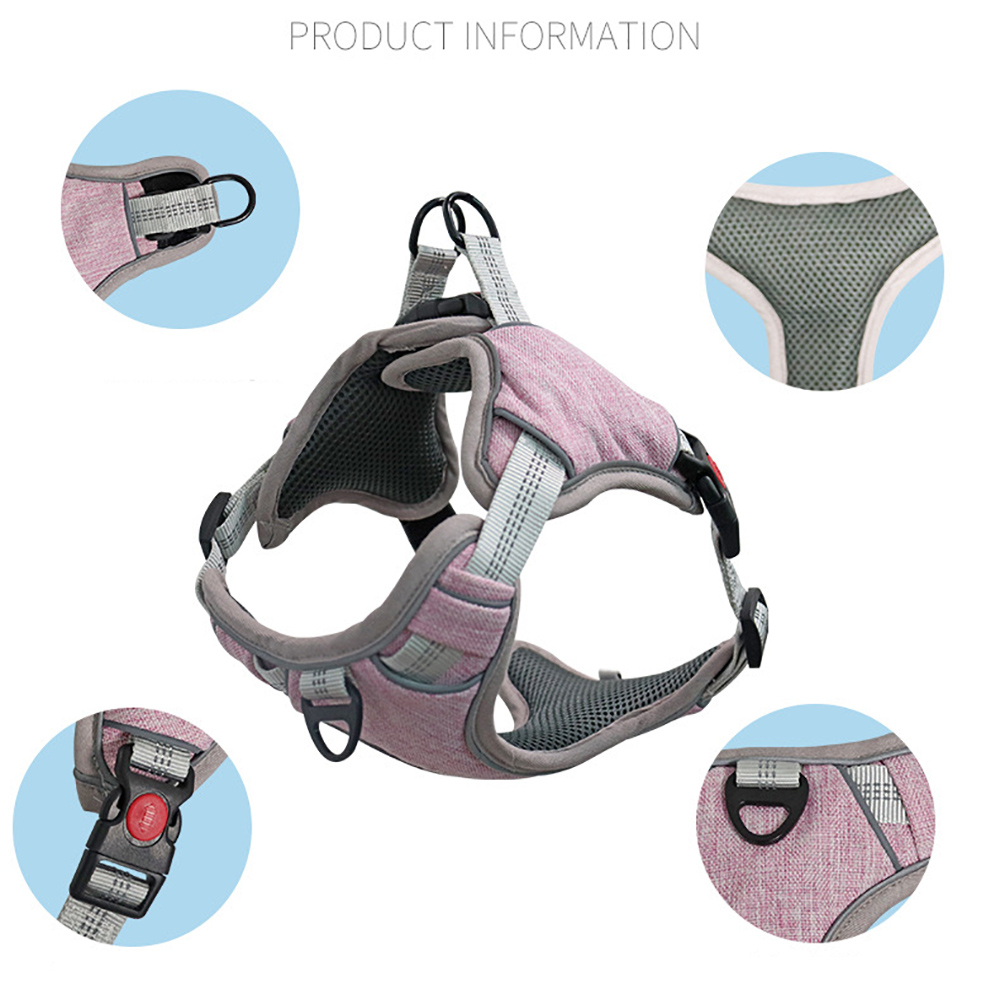 Dog Harness No Pull Reflective Adjustable Nylon Harnesses Leash Pet dog Adjustable Dog Harness Soft Reflective Vest Harness for Medium and Large Dog Thicken Dog Leash with Harness For Big Dogs