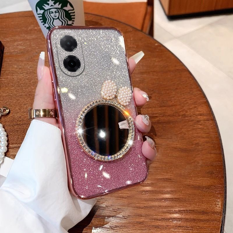 Phone cover Redmi A5 Back case with Bow Makeup Mirror Luxury Shiny Gradient Clear Plating Glitter Girls Slim for Xiaomi Redmi A5 Phone cases.
